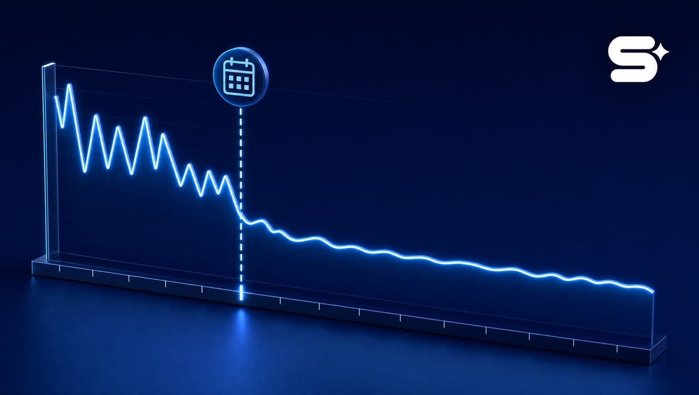 The ad set learning phase curve stabilizing over a 2-week optimization period