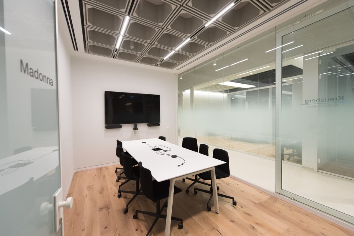 Simple Web meeting room with Tel Aviv skyline view
