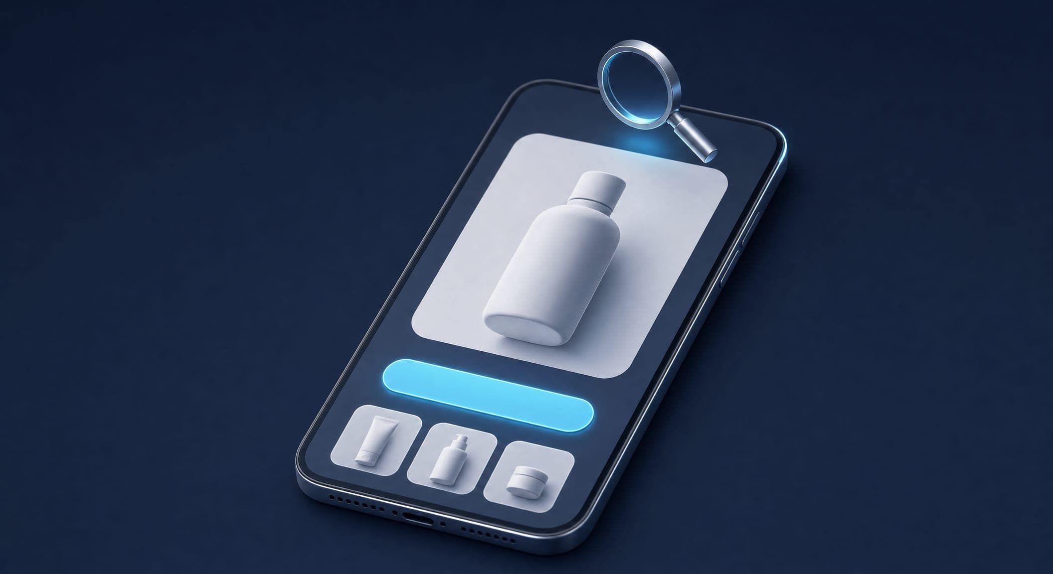 An online store product page on a phone screen: a large product photo, an add-to-cart button and a row of similar products