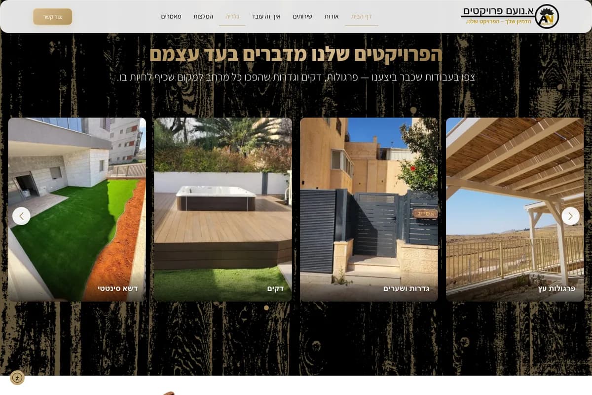מבט נוסף מהאתר החי של א.נועם פרוייקטים