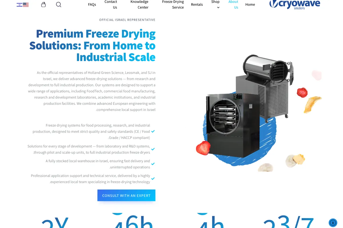 Another live view of the Cryowave Solutions website