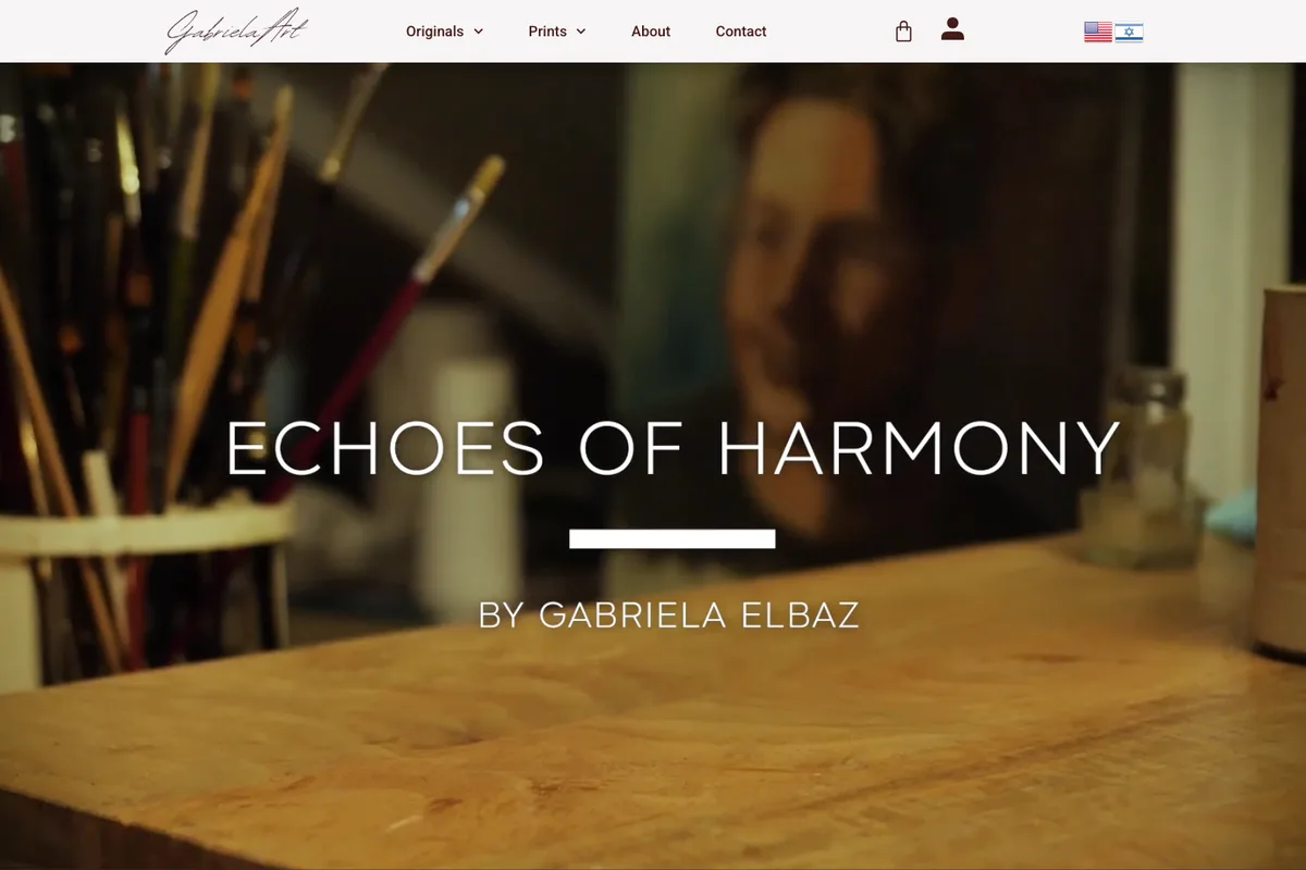 Live screenshot of the Gabriela Art website — homepage