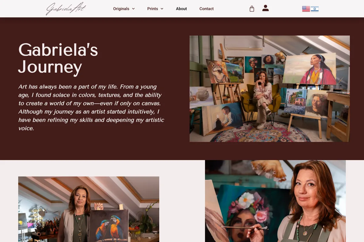 Another live view of the Gabriela Art website