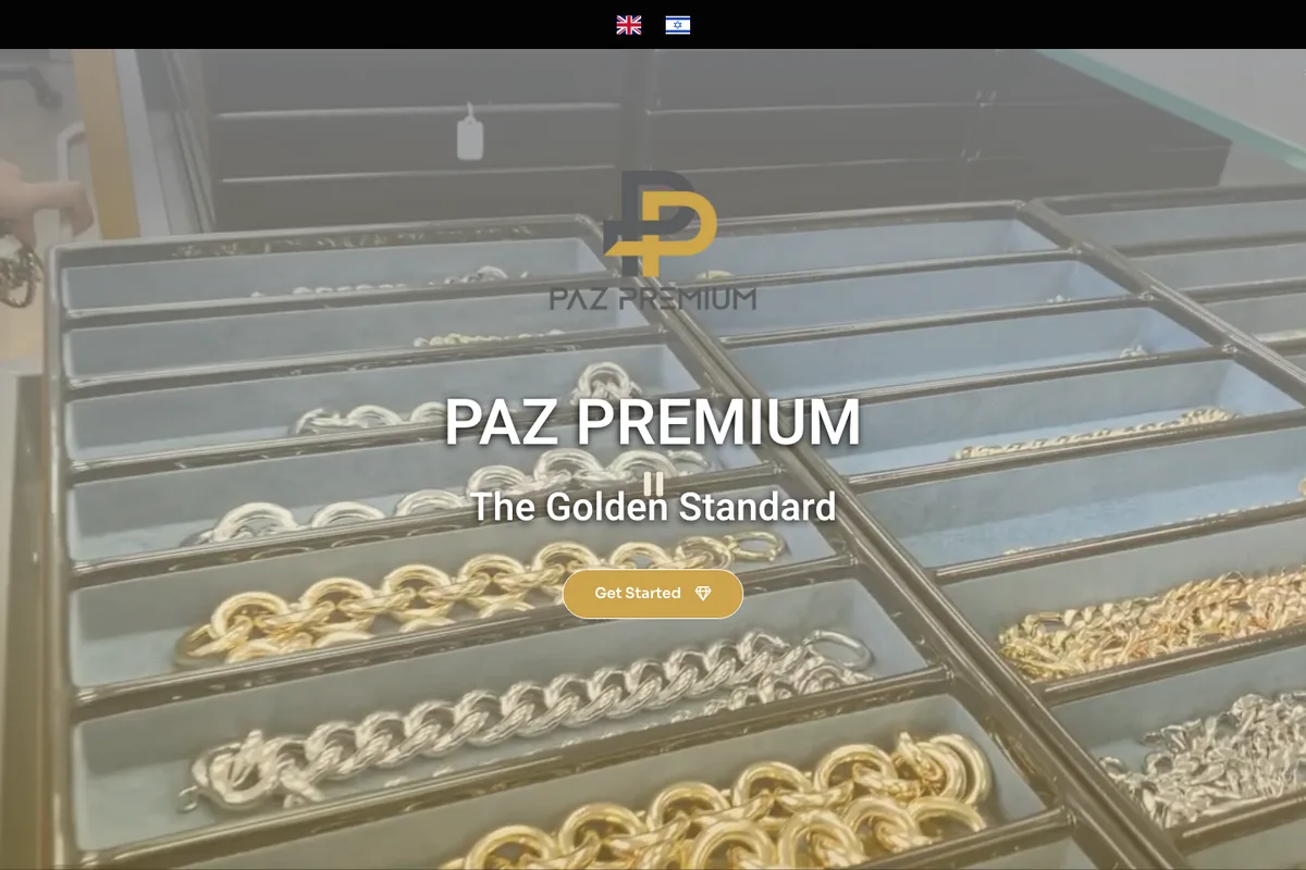 צילום מסך מהאתר החי של PAZ Premium — עמוד הבית