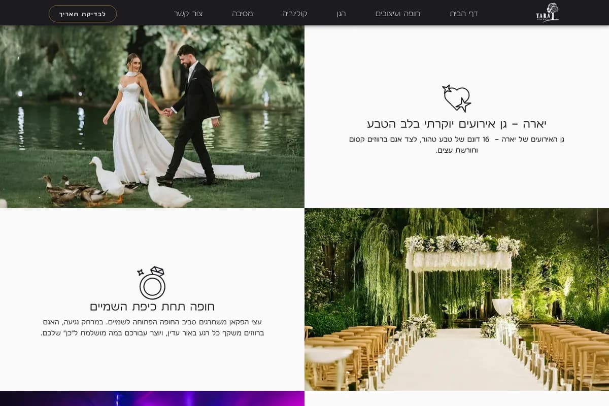 צילום מסך מהאתר החי של יארה — עמוד הבית